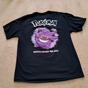 Pokemon T-Shirt Black Size Large Mens Gengar Cotton Short Sleeve Crewneck
